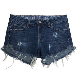 Paige Robertson Cutoff Raw Hem Low Rise Distress Denim Jean Shorts Size 26
